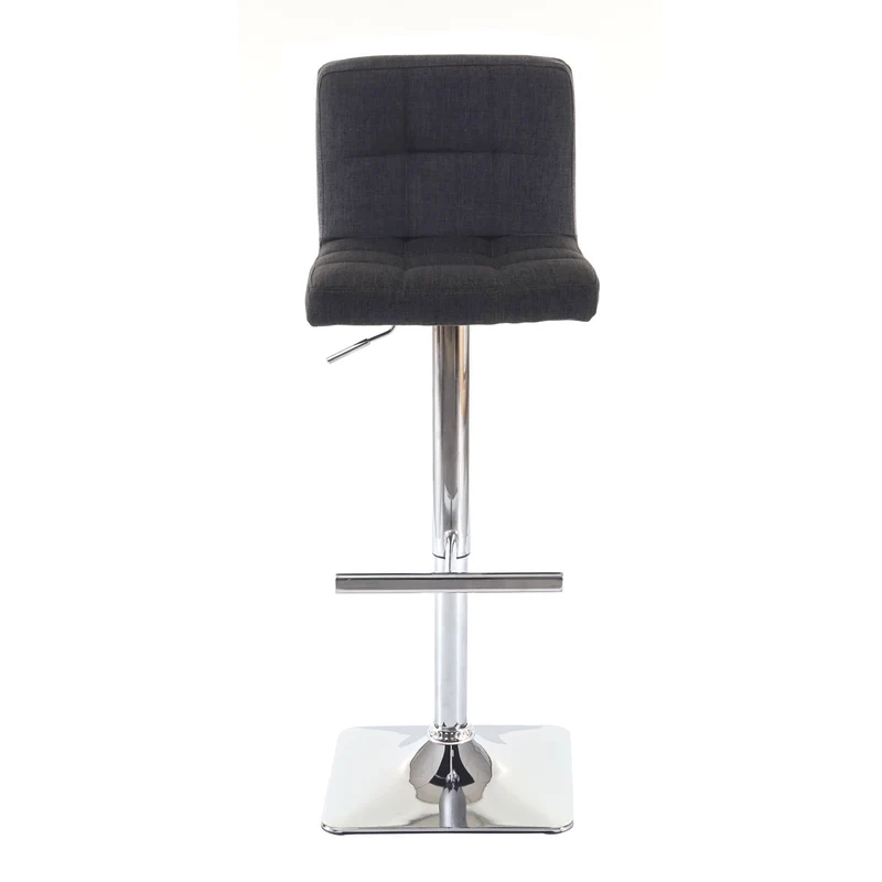 Lot de 2 tabourets de bar chaises hautes rotatif avec dossier en tissu / textile gris foncé piètement chromé 04_0000163