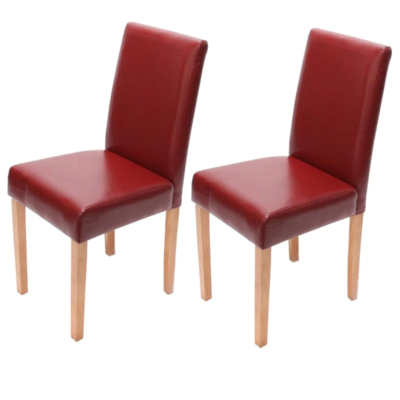 Lot de 2 chaises de salle à manger synthétique rouge pieds clairs CDS04043