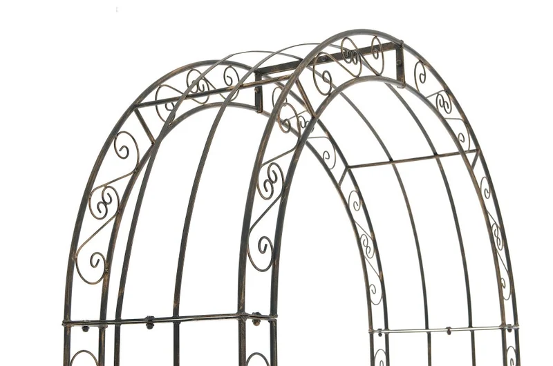 Arche treillis de jardin avec portillon support pour plantes grimpantes métal bronze 10_0003945