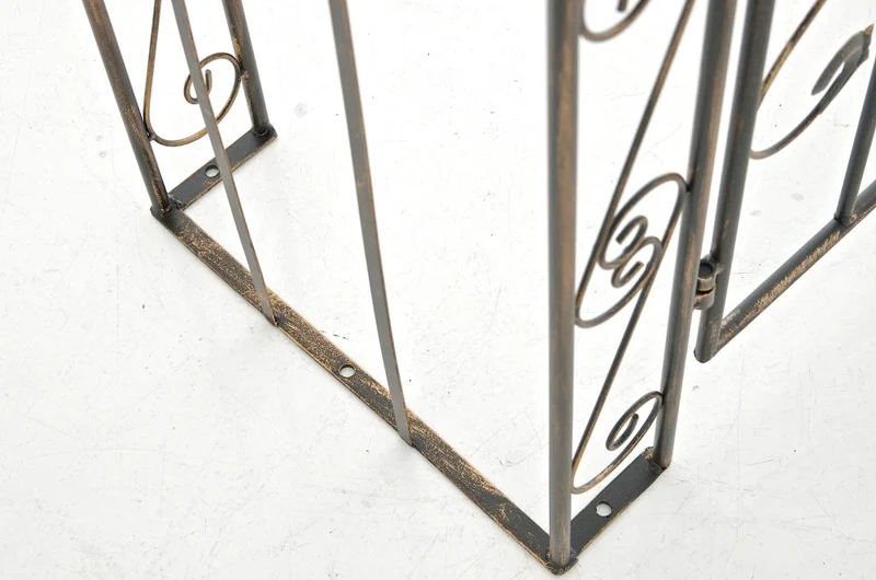 Arche treillis de jardin avec portillon support pour plantes grimpantes métal bronze 10_0003945