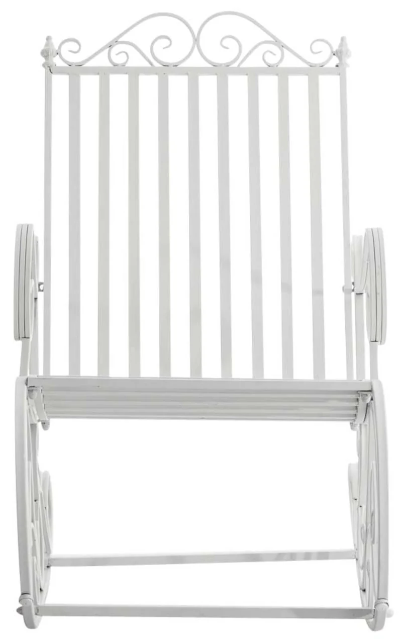 Lot de 2 fauteuils à bascule pour extérieur avec accoudoirs design rustique en métal blanc 10_0002843