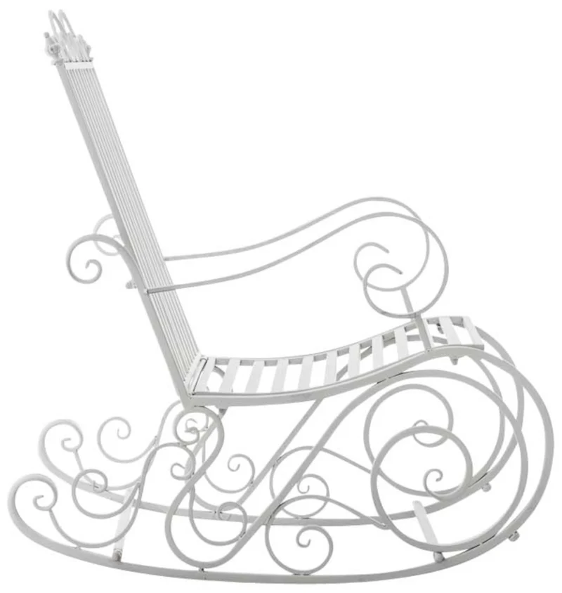 Lot de 2 fauteuils à bascule pour extérieur avec accoudoirs design rustique en métal blanc 10_0002843