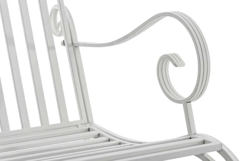 Lot de 2 fauteuils à bascule pour extérieur avec accoudoirs design rustique en métal blanc 10_0002843