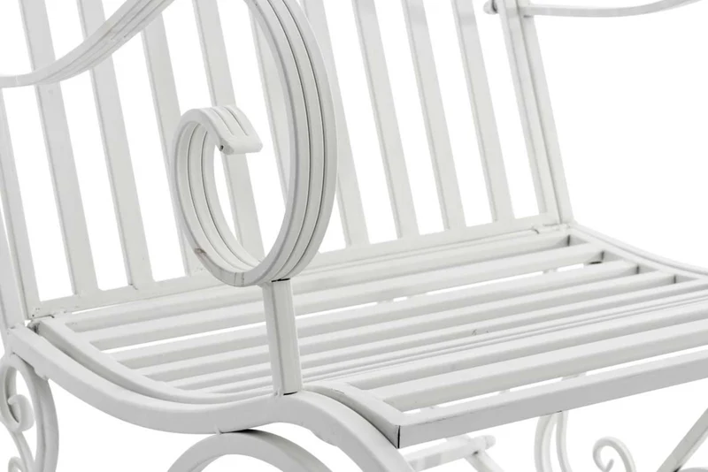 Lot de 2 fauteuils à bascule pour extérieur avec accoudoirs design rustique en métal blanc 10_0002843