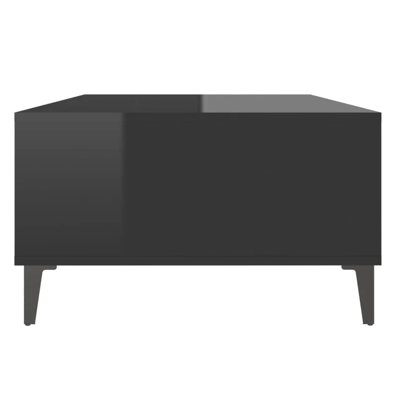 Table basse design moderne et contemporaine brillant 103,5 x 60 x 35 cm bois d'ingénierie noir et métal DEC039890