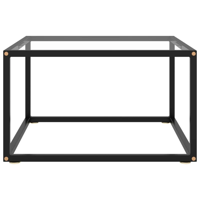 Table basse design moderne et contemporaine avec verre trempé et acier noir 60 x 60 x 35 cm DEC039886