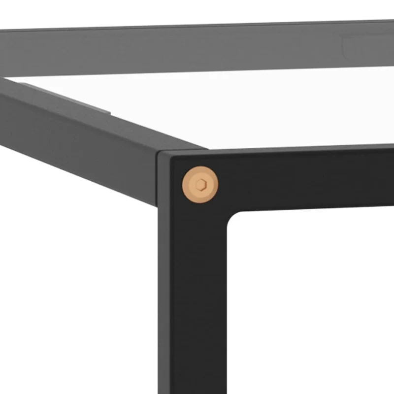 Table basse design moderne et contemporaine avec verre trempé et acier noir 60 x 60 x 35 cm DEC039886