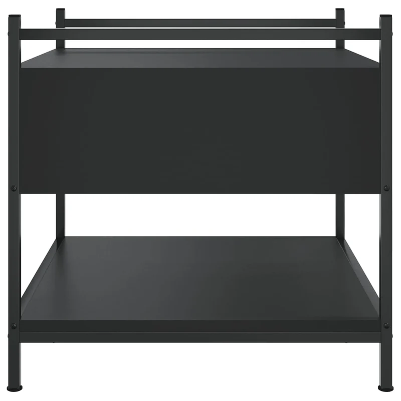 Table basse avec tiroir design moderne et contemporaine 50 x 50 x 50 cm bois d'ingénierie noir et métal DEC039676