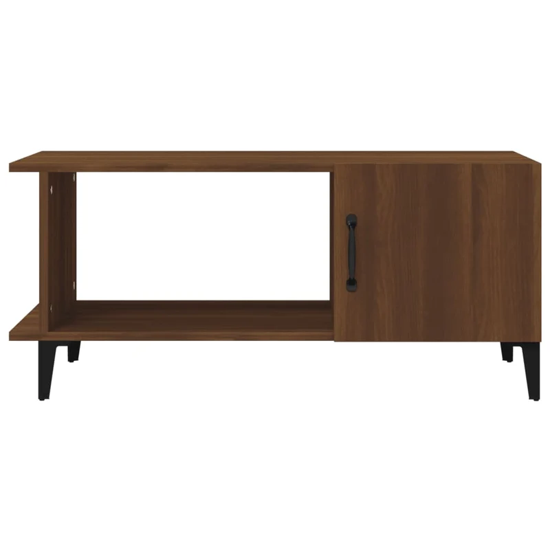 Table basse design moderne et contemporaine 90 x 50 x 40 cm bois d'ingénierie marron et métal DEC038805