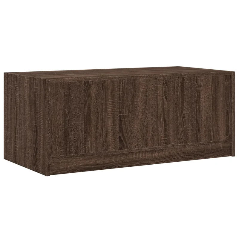 Table basse de salon design moderne avec portes en verre 102 x 50 x 42 cm bois d'ingénierie marron et verre DEC037728