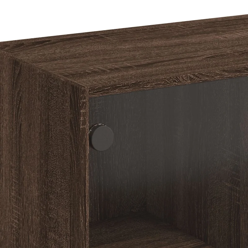 Table basse de salon design moderne avec portes en verre 102 x 50 x 42 cm bois d'ingénierie marron et verre DEC037728