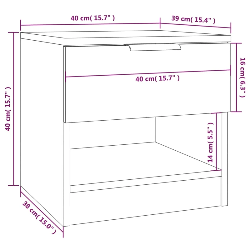 Lot de 2 tables de chevet avec tiroirs 40 x 39 x 40 cm en bois d'ingénierie blanc DEC034980
