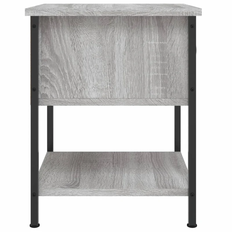 Table de chevet avec tiroir et étagère 34 x 35,5 x 45 cm bois d'ingénierie gris et fer DEC034586