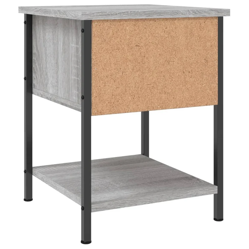 Table de chevet avec tiroir et étagère 34 x 35,5 x 45 cm bois d'ingénierie gris et fer DEC034586