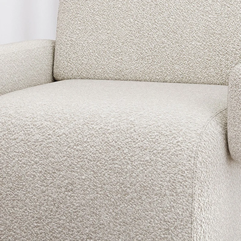 Contemporary Nordic Sherpa Fabric Wood Sponge Square Accent Chair Backrest Armrest For Living Room