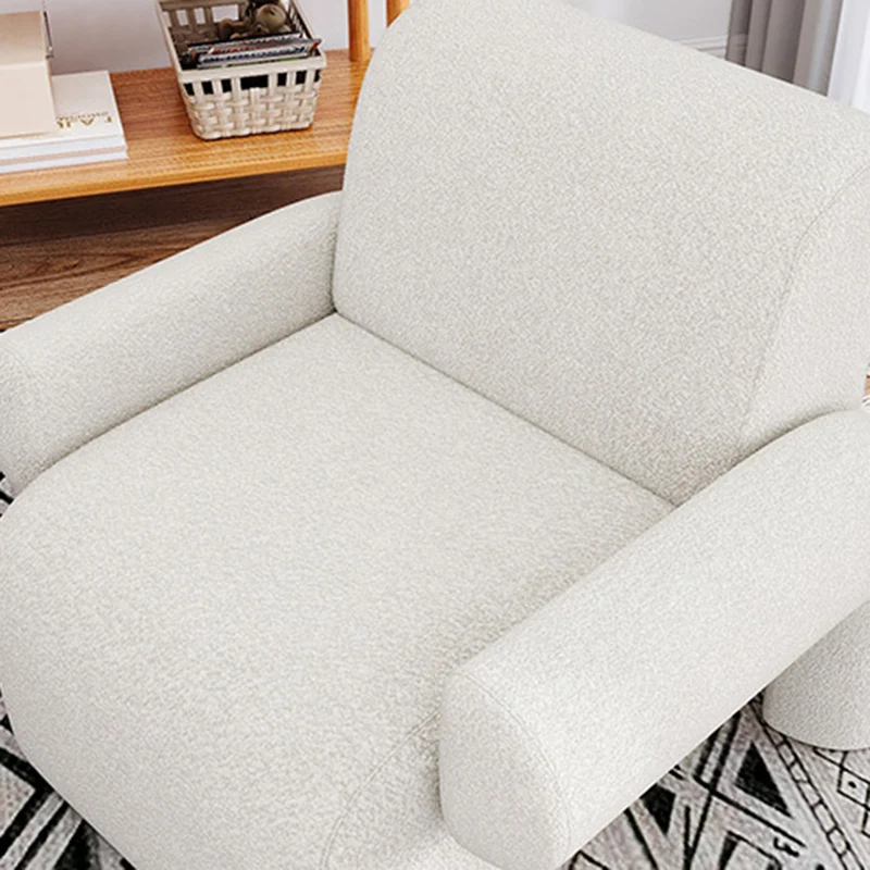 Contemporary Nordic Sherpa Fabric Wood Sponge Square Accent Chair Backrest Armrest For Living Room