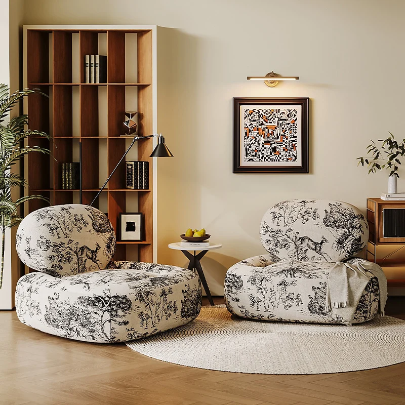 Traditional French Fabric Wood Sponge Jungle Face Printing Square Accent Chair & Table Set For Living Room