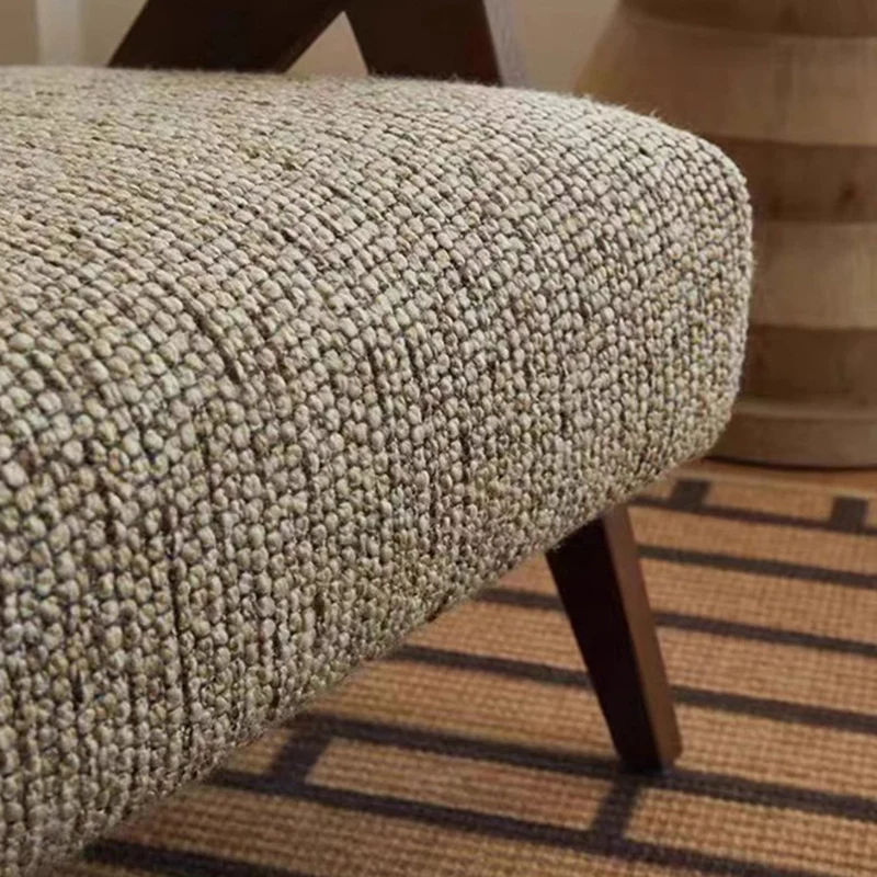 Contemporary Retro Fabric Sponge Rubberwood Square Arrow Accent Chair Backrest Armrest For Living Room