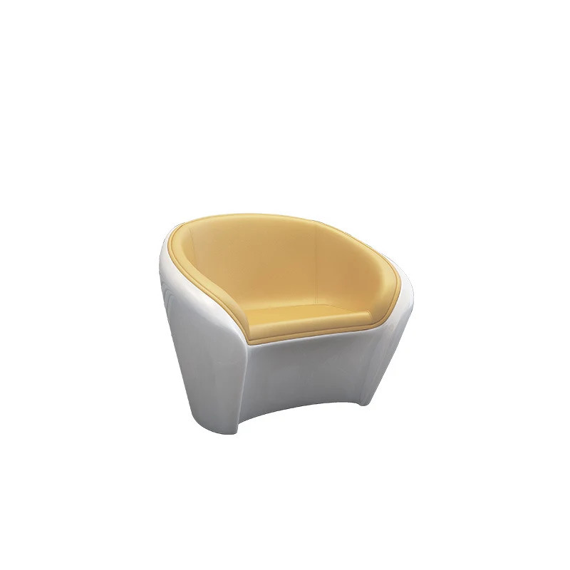 Contemporary Scandinavian Artificial Leather Fiberglass Oval Accent Chair & Table Set For Living Room