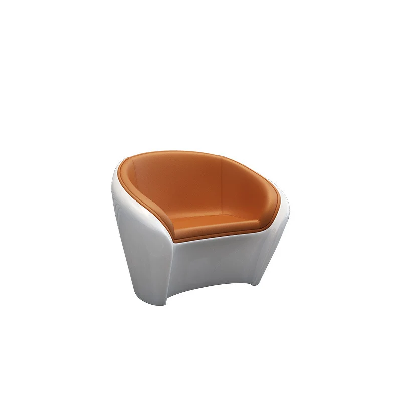 Contemporary Scandinavian Artificial Leather Fiberglass Oval Accent Chair & Table Set For Living Room