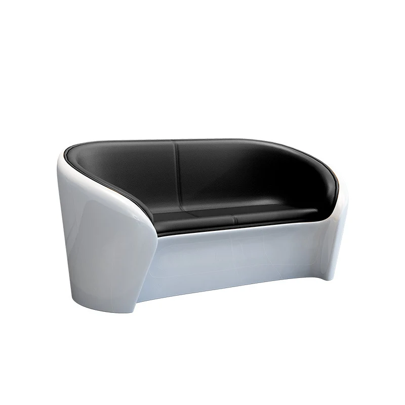 Contemporary Scandinavian Artificial Leather Fiberglass Oval Accent Chair & Table Set For Living Room