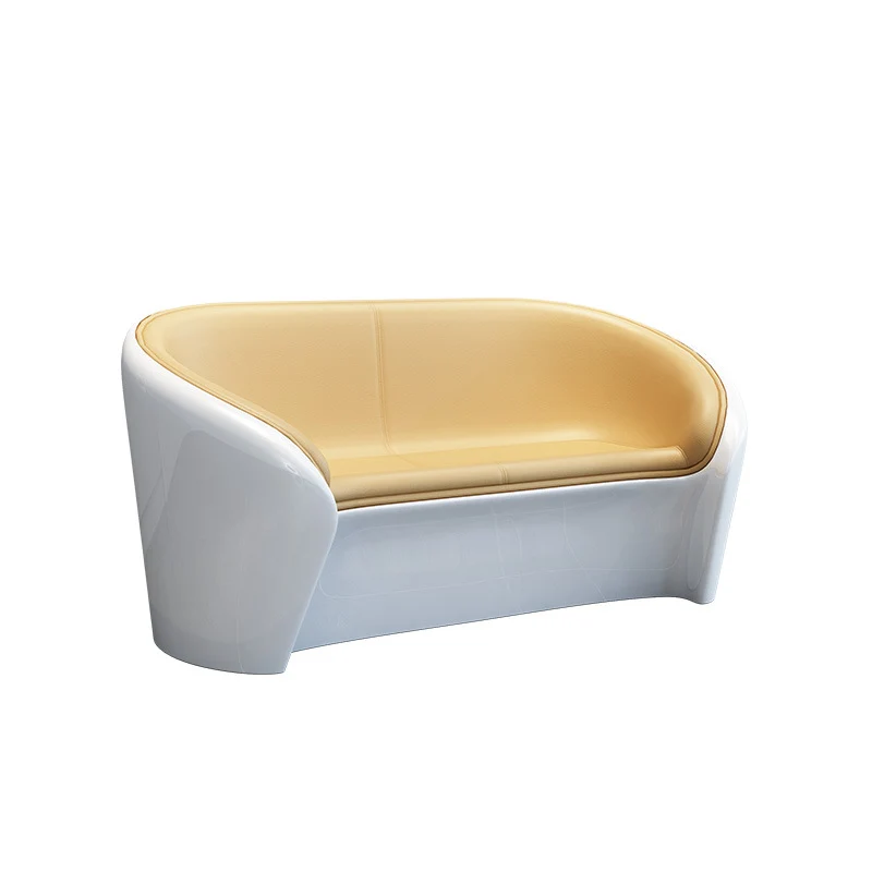 Contemporary Scandinavian Artificial Leather Fiberglass Oval Accent Chair & Table Set For Living Room