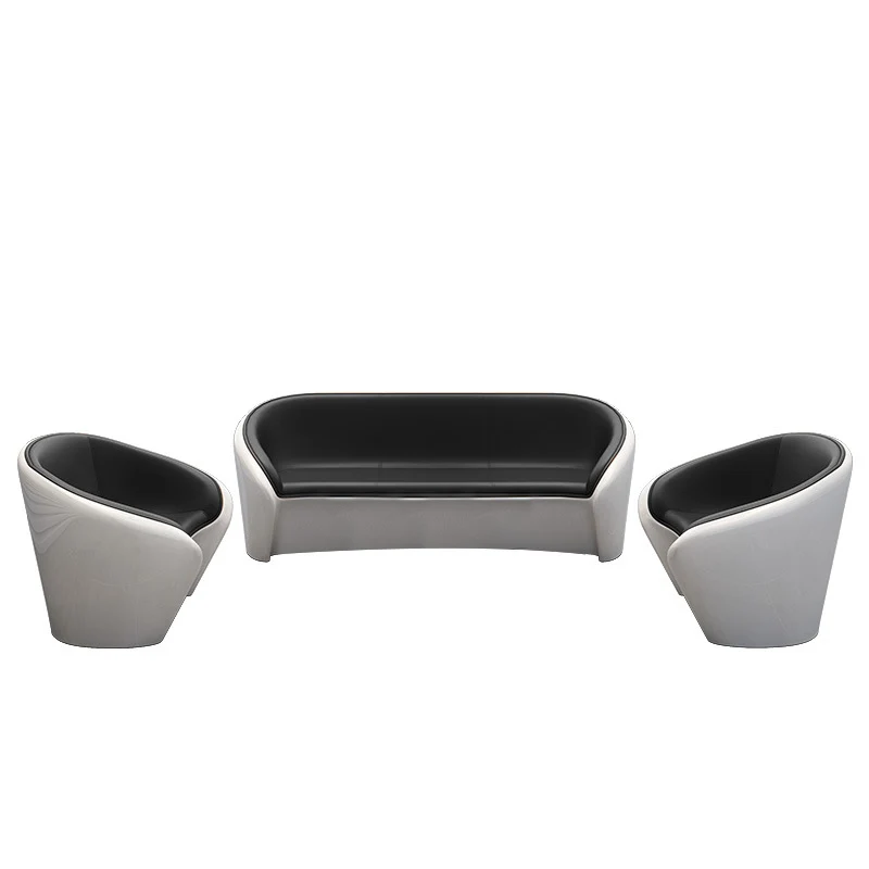 Contemporary Scandinavian Artificial Leather Fiberglass Oval Accent Chair & Table Set For Living Room