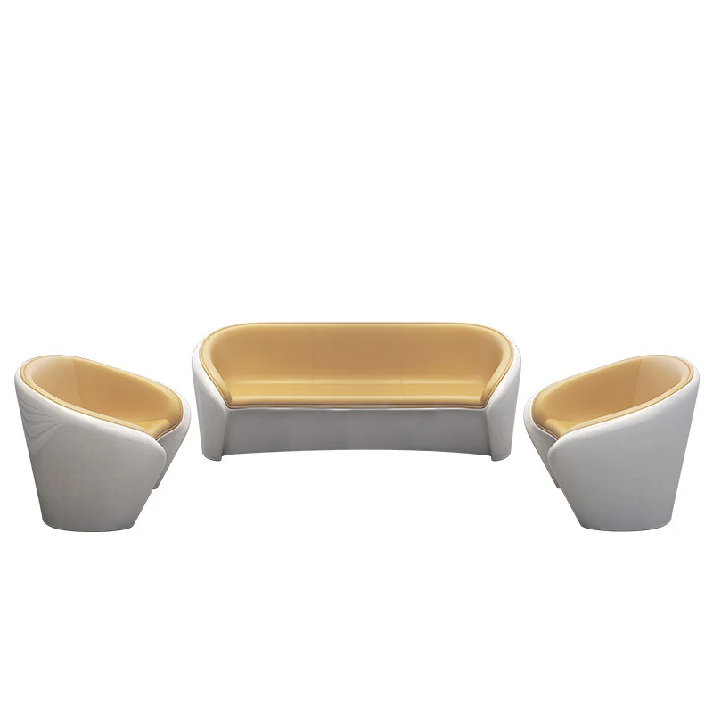 Contemporary Scandinavian Artificial Leather Fiberglass Oval Accent Chair & Table Set For Living Room