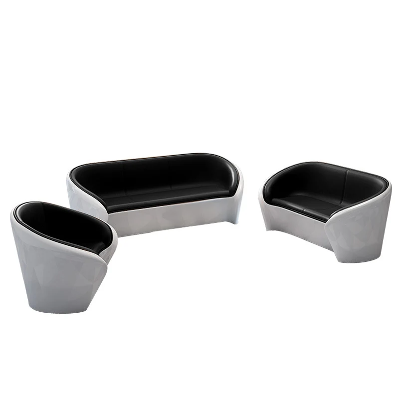 Contemporary Scandinavian Artificial Leather Fiberglass Oval Accent Chair & Table Set For Living Room
