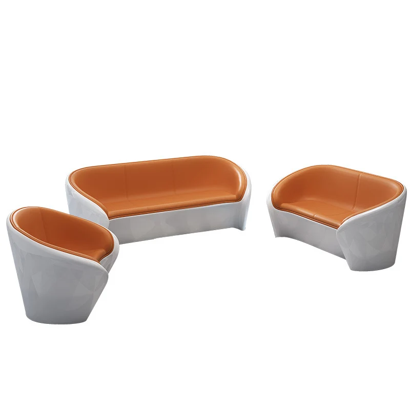 Contemporary Scandinavian Artificial Leather Fiberglass Oval Accent Chair & Table Set For Living Room