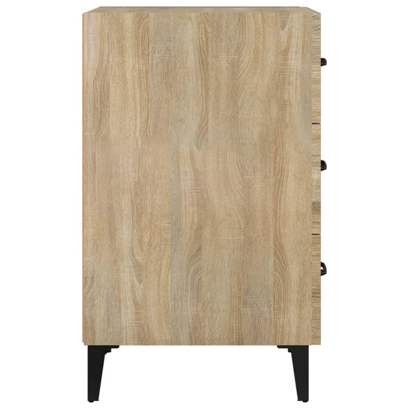 Table de chevet avec 3 tiroirs 40 x 40 x 66 cm bois d'ingénierie couleur chêne et métal DEC033862