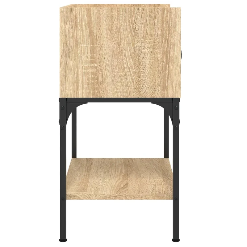 Table de chevet avec tiroir et étagère 40,5 x 31 x 60 cm bois d'ingénierie couleur chêne et fer DEC033816