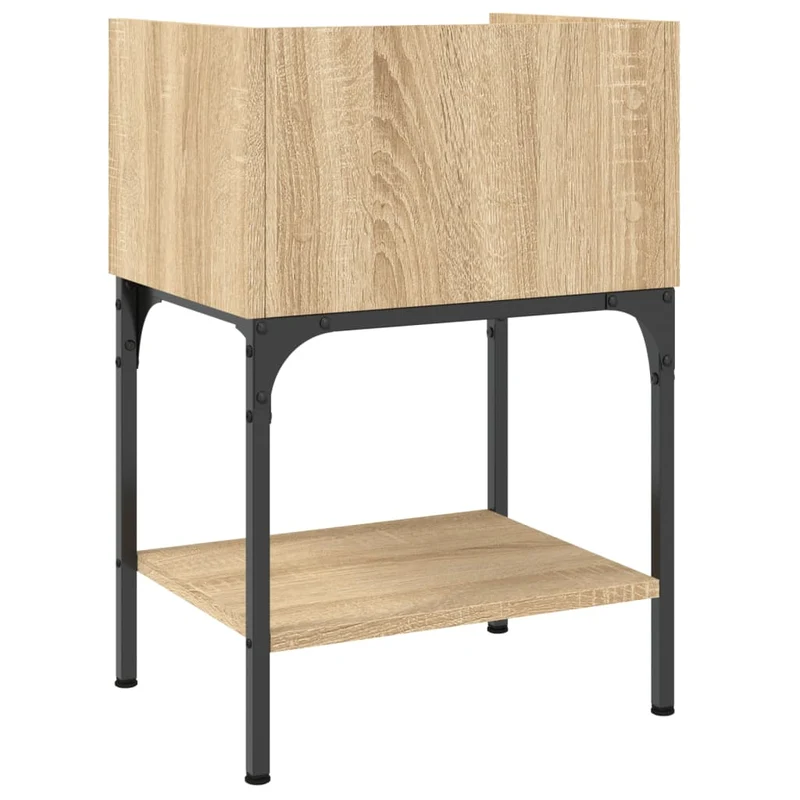 Table de chevet avec tiroir et étagère 40,5 x 31 x 60 cm bois d'ingénierie couleur chêne et fer DEC033816