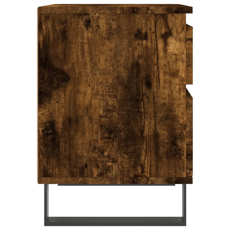 Table de chevet avec tiroir et compartiment avec porte 40 x 35 x 50 cm bois d’ingénierie marron et métal DEC033585