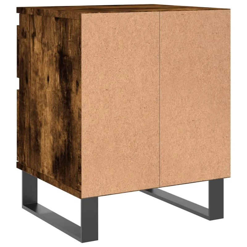 Table de chevet avec tiroir et compartiment avec porte 40 x 35 x 50 cm bois d’ingénierie marron et métal DEC033585