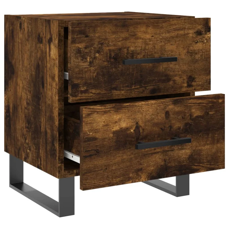 Table de chevet avec tiroirs 40 x 35 x 47,5 cm bois d’ingénierie marron et fer DEC033574