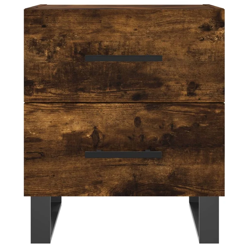 Table de chevet avec tiroirs 40 x 35 x 47,5 cm bois d’ingénierie marron et fer DEC033574