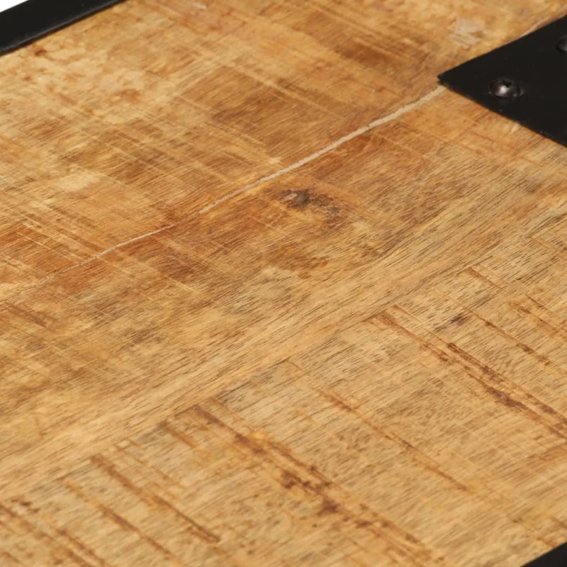 Table de chevet avec 1 tiroir et 1 porte en maillage en acier 43 x 30 x 51 cm bois de manguier massif DEC033017