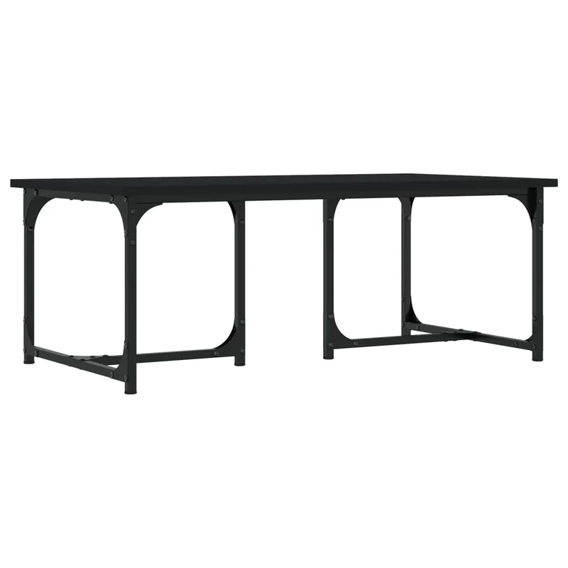 Table basse design industriel 90 x 50 x 35 cm bois d'ingénierie noir et métal DEC039818
