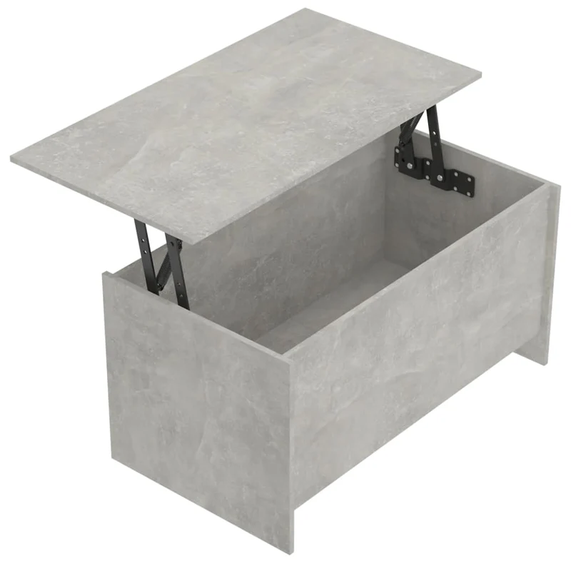 Table basse avec dessus relevable design moderne et contemporain 102 x 55,5 x 52,5 cm bois d'ingénierie gris DEC039263