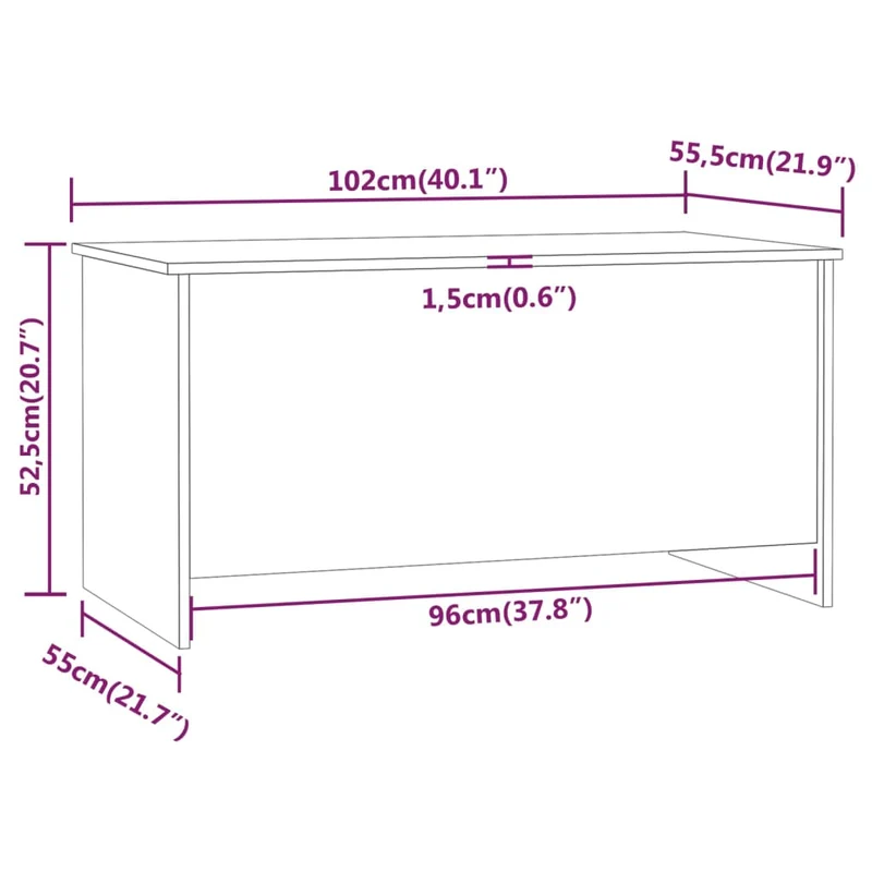 Table basse avec dessus relevable design moderne et contemporain 102 x 55,5 x 52,5 cm bois d'ingénierie gris DEC039263