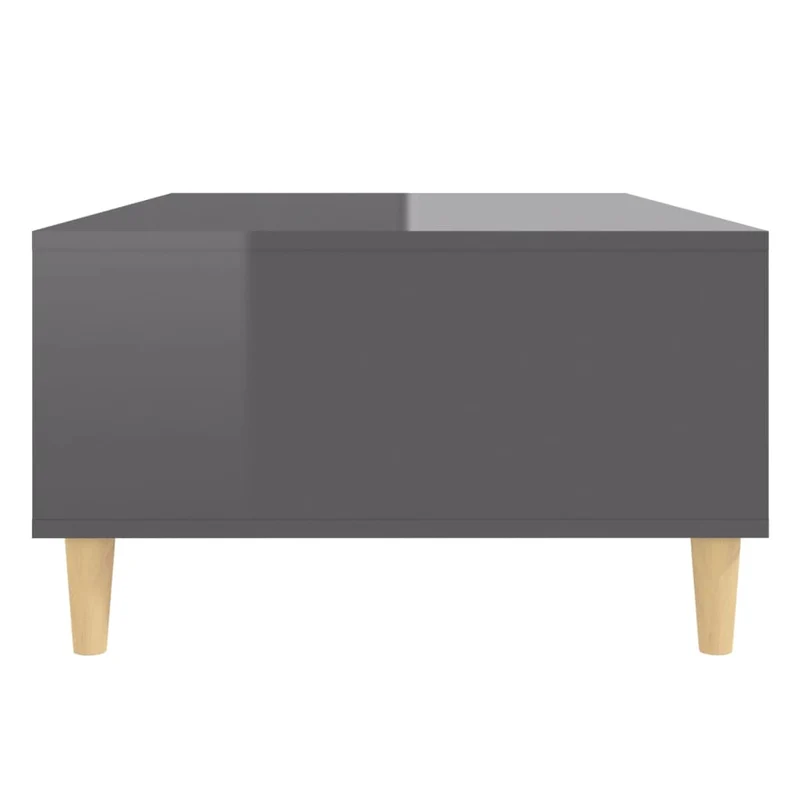 Table basse avec compartiment de rangement design moderne et contemporain 103,5 x 60 x 35 cm bois d'ingénierie gris brillant DEC039213