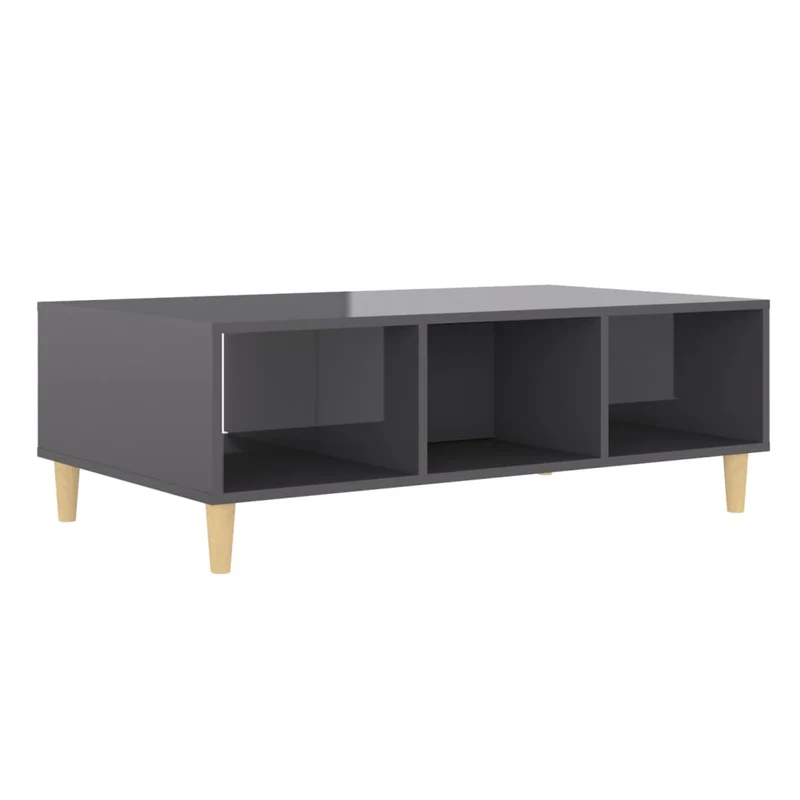 Table basse avec compartiment de rangement design moderne et contemporain 103,5 x 60 x 35 cm bois d'ingénierie gris brillant DEC039213