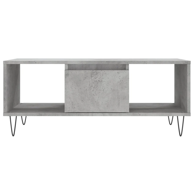 Table basse avec tiroir et 2 compartiments design moderne 90 x 50 x 36,5 cm bois d'ingénierie gris et métal DEC039370
