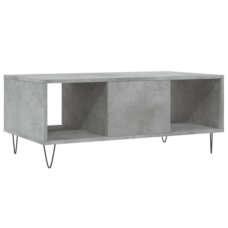Table basse avec tiroir et 2 compartiments design moderne 90 x 50 x 36,5 cm bois d'ingénierie gris et métal DEC039370