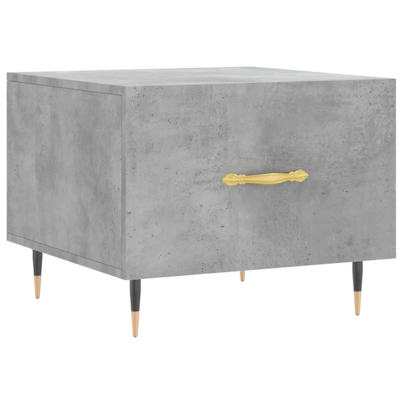 Table basse avec tiroir design moderne 50 x 50 x 40 cm bois d'ingénierie gris et fer DEC039295