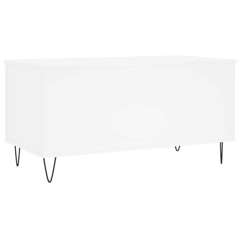 Table basse avec dessus relevable design moderne et contemporain 90 x 44,5 x 45 cm bois d'ingénierie blanc et métal DEC037983