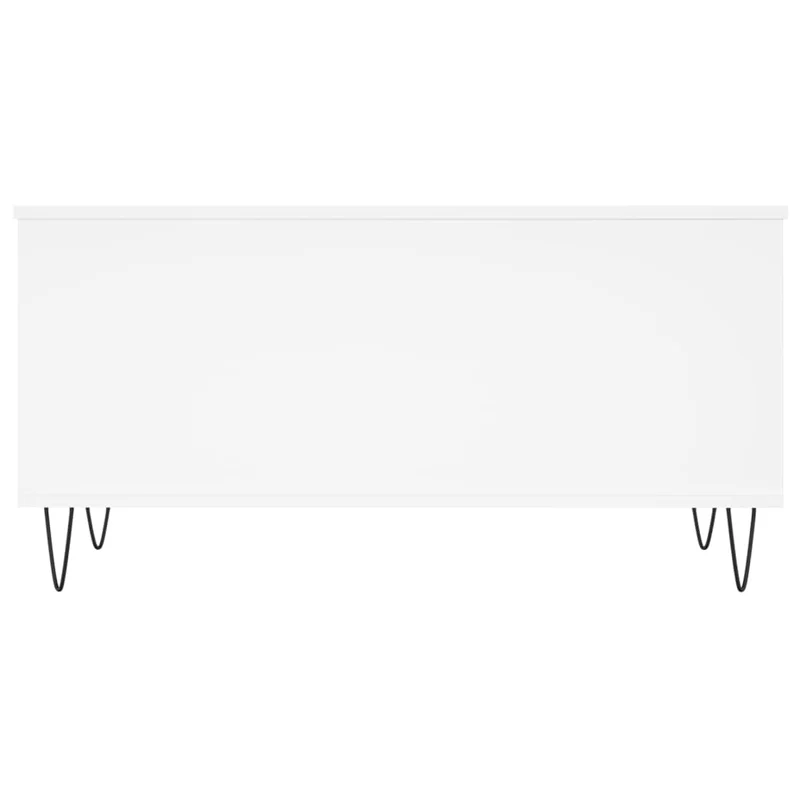 Table basse avec dessus relevable design moderne et contemporain 90 x 44,5 x 45 cm bois d'ingénierie blanc et métal DEC037983