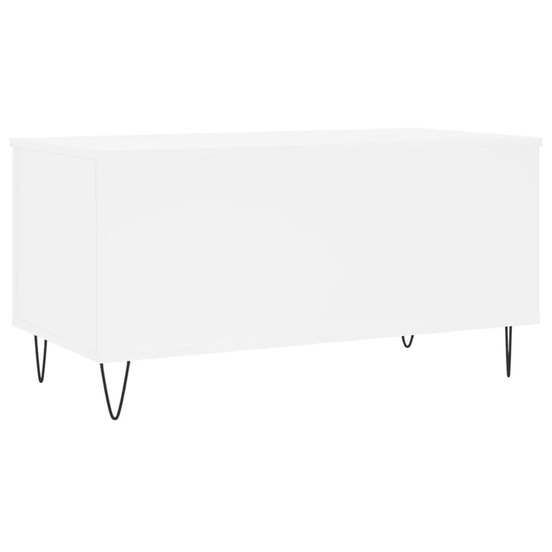 Table basse avec dessus relevable design moderne et contemporain 90 x 44,5 x 45 cm bois d'ingénierie blanc et métal DEC037983