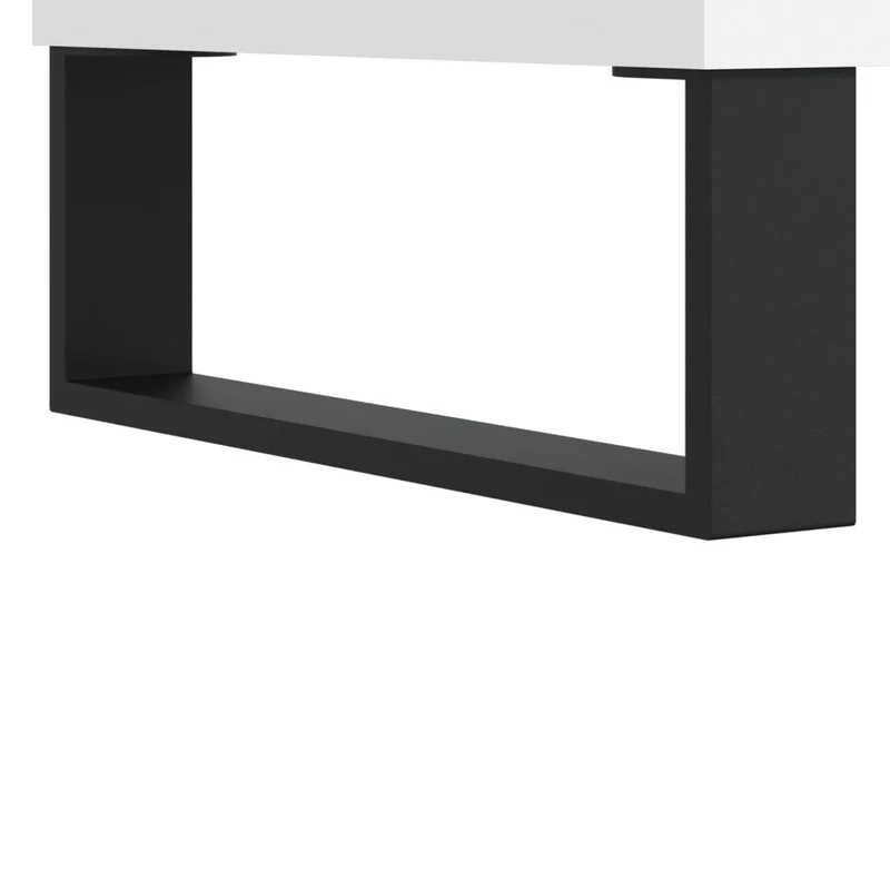 Table basse de salon avec 2 tiroirs et 4 compartiments design moderne 102 x 44,5 x 50 cm bois d'ingénierie blanc et métal DEC037803